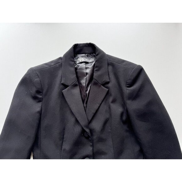 ZARA Black Oversized Single Breasted Cropped Blazer Suit Jacket, Size L - Picture 7 of 12